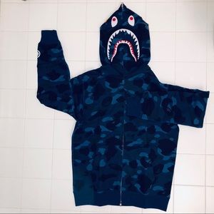 Bape blue camo shark hoodie size XL and L